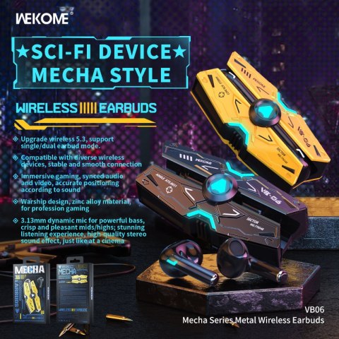 WEKOME VB06 Mecha Series - Bezprzewodowe słuchawki Bluetooth V5.3 TWS z etui ładującym (Tarnish) WEKOME VB06 Mecha Series - Bezprzewodowe słuchawki Bluetooth V5.3 TWS z etui ładującym (Tarnish)