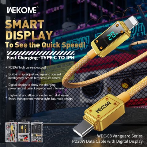 WEKOME WDC-08 Vanguard Series - Kabel połączeniowy USB-C do Lightning Fast Charging PD 20W 1 m (Złoty) WEKOME WDC-08 Vanguard Series - Kabel połączeniowy USB-C do Lightning Fast Charging PD 20W 1 m (Złoty)