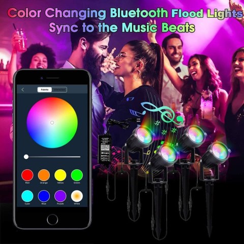 NICETAI Zestaw lamp ogrodowych RGB wodoodporne 4szt. NICETAI Zestaw lamp ogrodowych RGB wodoodporne 4szt.