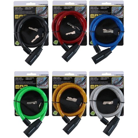 Dunlop - Zapięcie do roweru spiralne na klucz 65 cm (czerwony) Dunlop - Zapięcie do roweru spiralne na klucz 65 cm (czerwony)