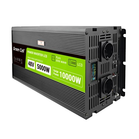 Green Cell - Przetwornica napięcia PowerInverter z wyświetlaczem LCD 48V na 230V 5000W/10000W Czysta sinusoida Green Cell - Przetwornica napięcia PowerInverter z wyświetlaczem LCD 48V na 230V 5000W/10000W Czysta sinusoida