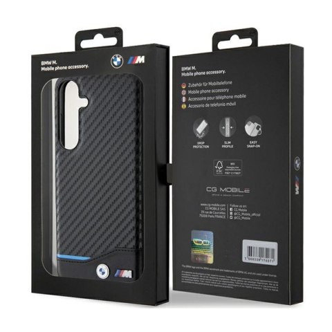 BMW Leather Carbon Blue Line - Etui Samsung Galaxy S24+ (czarny) BMW Leather Carbon Blue Line - Etui Samsung Galaxy S24+ (czarny)