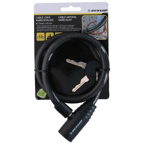 Dunlop - Zapięcie do roweru spiralne na klucz 65 cm (czarny) Dunlop - Zapięcie do roweru spiralne na klucz 65 cm (czarny)