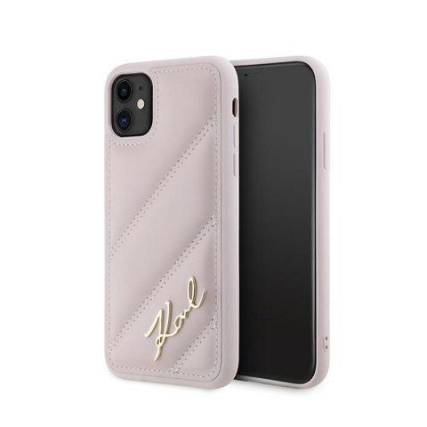 Karl Lagerfeld Diagonal Quilted Script - Etui iPhone 11 (różowy) Karl Lagerfeld Diagonal Quilted Script - Etui iPhone 11 (różowy)