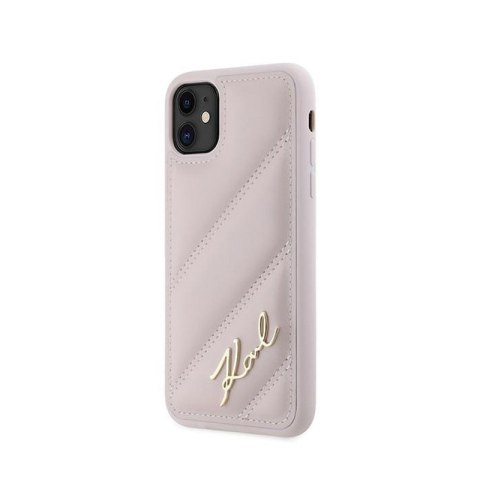 Karl Lagerfeld Diagonal Quilted Script - Etui iPhone 11 (różowy) Karl Lagerfeld Diagonal Quilted Script - Etui iPhone 11 (różowy)