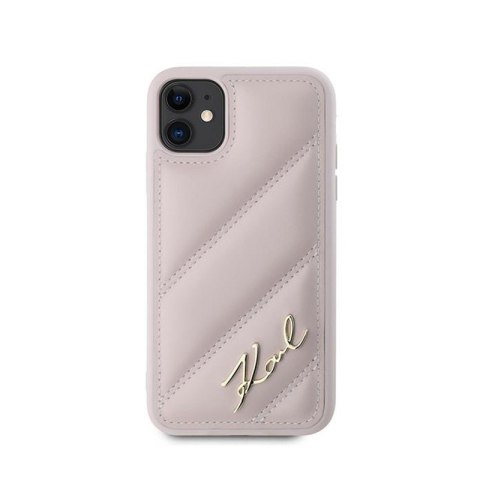 Karl Lagerfeld Diagonal Quilted Script - Etui iPhone 11 (różowy) Karl Lagerfeld Diagonal Quilted Script - Etui iPhone 11 (różowy)