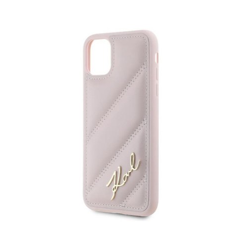 Karl Lagerfeld Diagonal Quilted Script - Etui iPhone 11 (różowy) Karl Lagerfeld Diagonal Quilted Script - Etui iPhone 11 (różowy)