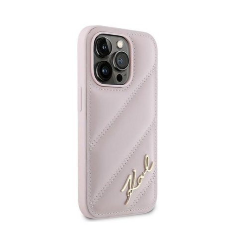 Karl Lagerfeld Diagonal Quilted Script - Etui iPhone 14 Pro (różowy) Karl Lagerfeld Diagonal Quilted Script - Etui iPhone 14 Pro (różowy)