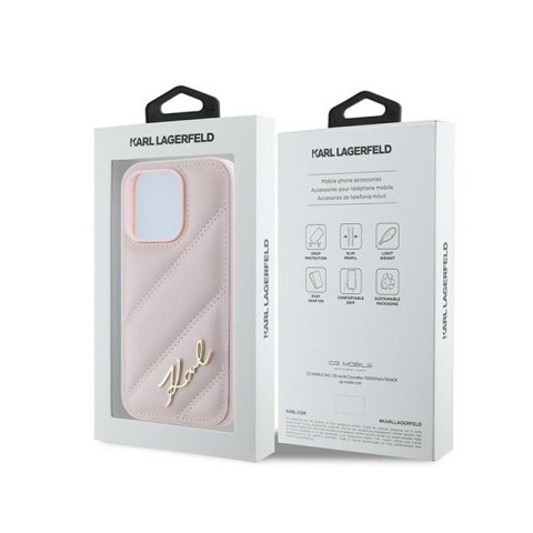 Karl Lagerfeld Diagonal Quilted Script - Etui iPhone 14 Pro (różowy) Karl Lagerfeld Diagonal Quilted Script - Etui iPhone 14 Pro (różowy)