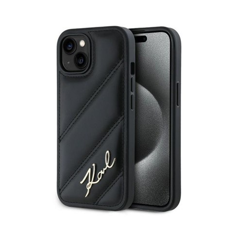 Karl Lagerfeld Diagonal Quilted Script - Etui iPhone 15 Plus / 14 Plus (czarny) Karl Lagerfeld Diagonal Quilted Script - Etui iPhone 15 Plus / 14 Plus (czarny)