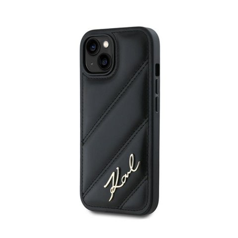 Karl Lagerfeld Diagonal Quilted Script - Etui iPhone 15 Plus / 14 Plus (czarny) Karl Lagerfeld Diagonal Quilted Script - Etui iPhone 15 Plus / 14 Plus (czarny)
