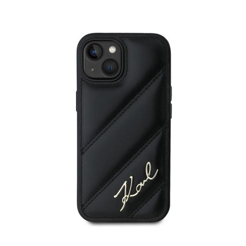 Karl Lagerfeld Diagonal Quilted Script - Etui iPhone 15 Plus / 14 Plus (czarny) Karl Lagerfeld Diagonal Quilted Script - Etui iPhone 15 Plus / 14 Plus (czarny)