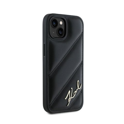 Karl Lagerfeld Diagonal Quilted Script - Etui iPhone 15 Plus / 14 Plus (czarny) Karl Lagerfeld Diagonal Quilted Script - Etui iPhone 15 Plus / 14 Plus (czarny)