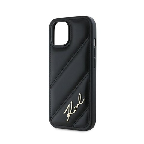 Karl Lagerfeld Diagonal Quilted Script - Etui iPhone 15 Plus / 14 Plus (czarny) Karl Lagerfeld Diagonal Quilted Script - Etui iPhone 15 Plus / 14 Plus (czarny)