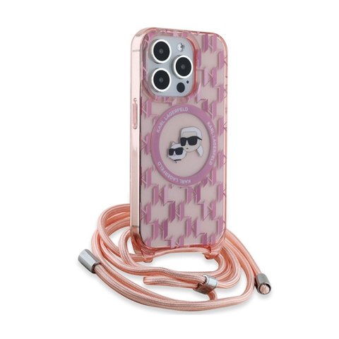 Karl Lagerfeld IML Crossbody Monogram Karl & Choupette Head MagSafe - Etui iPhone 15 Pro Max (różowy) Karl Lagerfeld IML Crossbody Monogram Karl & Choupette Head MagSafe - Etui iPhone 15 Pro Max (różowy)