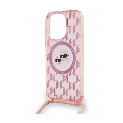 Karl Lagerfeld IML Crossbody Monogram Karl & Choupette Head MagSafe - Etui iPhone 15 Pro Max (różowy) Karl Lagerfeld IML Crossbody Monogram Karl & Choupette Head MagSafe - Etui iPhone 15 Pro Max (różowy)