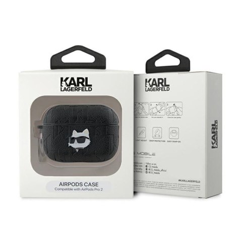 Karl Lagerfeld Monogram Choupette Head - Etui AirPods Pro 2 (czarny) Karl Lagerfeld Monogram Choupette Head - Etui AirPods Pro 2 (czarny)