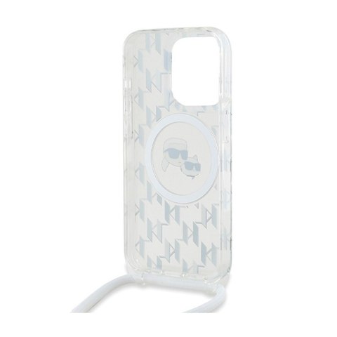 Karl Lagerfeld IML Crossbody Monogram Karl & Choupette Head MagSafe - Etui iPhone 15 Pro Max (przezroczysty) Karl Lagerfeld IML Crossbody Monogram Karl & Choupette Head MagSafe - Etui iPhone 15 Pro Max (przezroczysty)