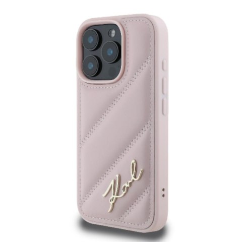 Karl Lagerfeld Quilted Signature - Etui iPhone 16 Pro (różowy) Karl Lagerfeld Quilted Signature - Etui iPhone 16 Pro (różowy)