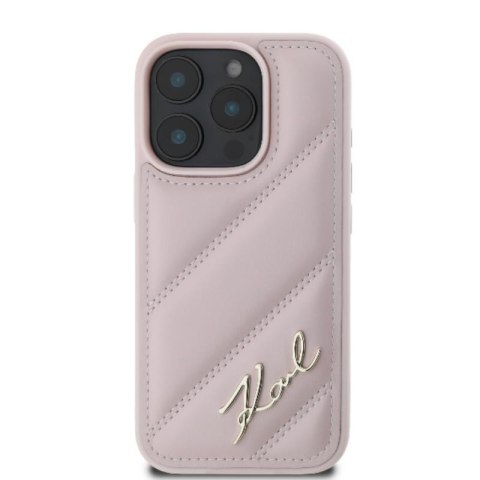 Karl Lagerfeld Quilted Signature - Etui iPhone 16 Pro (różowy) Karl Lagerfeld Quilted Signature - Etui iPhone 16 Pro (różowy)
