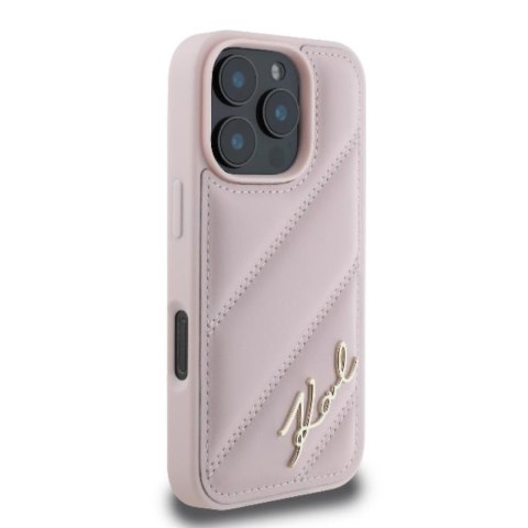 Karl Lagerfeld Quilted Signature - Etui iPhone 16 Pro (różowy) Karl Lagerfeld Quilted Signature - Etui iPhone 16 Pro (różowy)