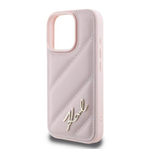 Karl Lagerfeld Quilted Signature - Etui iPhone 16 Pro (różowy) Karl Lagerfeld Quilted Signature - Etui iPhone 16 Pro (różowy)