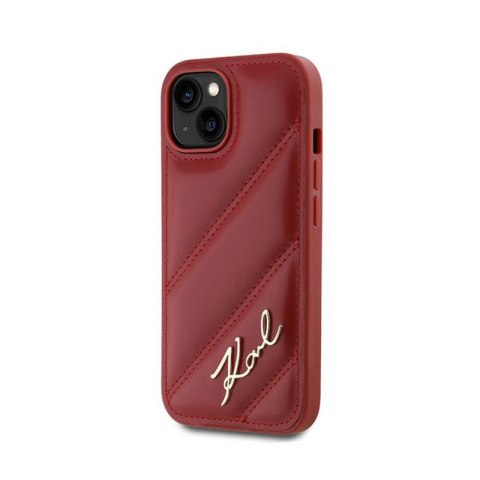 Karl Lagerfeld Diagonal Quilted Script - Etui iPhone 15 / 14 / 13 (czerwony) Karl Lagerfeld Diagonal Quilted Script - Etui iPhone 15 / 14 / 13 (czerwony)