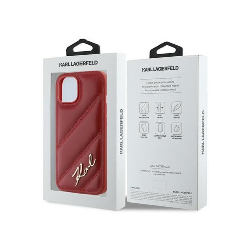 Karl Lagerfeld Diagonal Quilted Script - Etui iPhone 15 / 14 / 13 (czerwony) Karl Lagerfeld Diagonal Quilted Script - Etui iPhone 15 / 14 / 13 (czerwony)