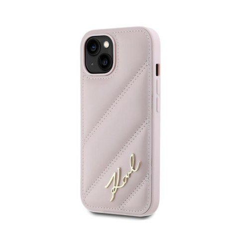 Karl Lagerfeld Diagonal Quilted Script - Etui iPhone 15 / 14 / 13 (różowy) Karl Lagerfeld Diagonal Quilted Script - Etui iPhone 15 / 14 / 13 (różowy)
