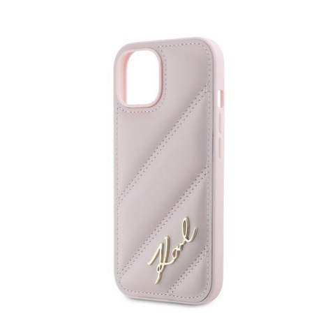 Karl Lagerfeld Diagonal Quilted Script - Etui iPhone 15 / 14 / 13 (różowy) Karl Lagerfeld Diagonal Quilted Script - Etui iPhone 15 / 14 / 13 (różowy)