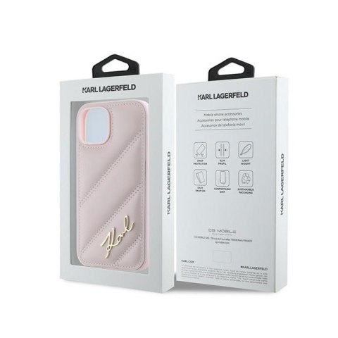 Karl Lagerfeld Diagonal Quilted Script - Etui iPhone 15 / 14 / 13 (różowy) Karl Lagerfeld Diagonal Quilted Script - Etui iPhone 15 / 14 / 13 (różowy)