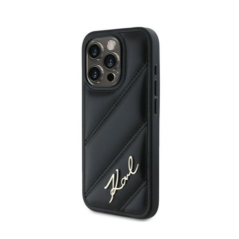 Karl Lagerfeld Diagonal Quilted Script - Etui iPhone 15 Pro (czarny) Karl Lagerfeld Diagonal Quilted Script - Etui iPhone 15 Pro (czarny)