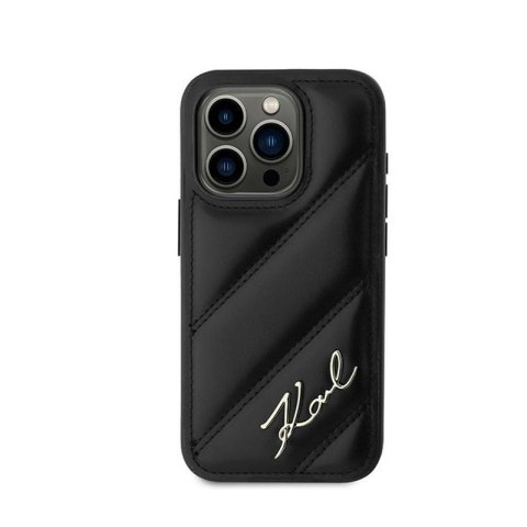 Karl Lagerfeld Diagonal Quilted Script - Etui iPhone 15 Pro (czarny) Karl Lagerfeld Diagonal Quilted Script - Etui iPhone 15 Pro (czarny)