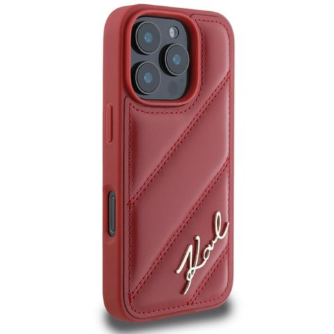 Karl Lagerfeld Quilted Signature - Etui iPhone 16 Pro (czerwony) Karl Lagerfeld Quilted Signature - Etui iPhone 16 Pro (czerwony)