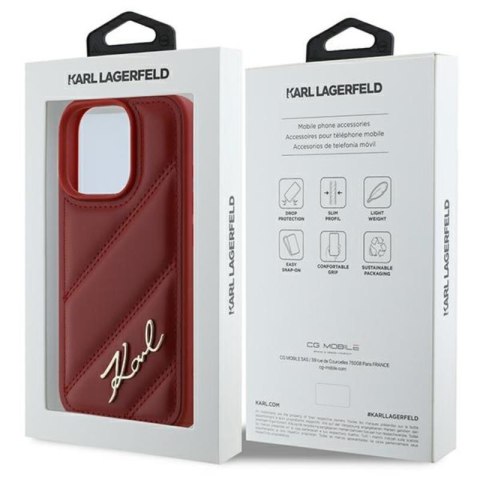 Karl Lagerfeld Quilted Signature - Etui iPhone 16 Pro (czerwony) Karl Lagerfeld Quilted Signature - Etui iPhone 16 Pro (czerwony)