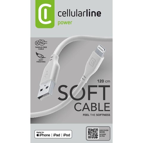 Cellularline Soft Cable - Kabel USB-A do Lightning certyfikat MFi 1.2 m (szary) Cellularline Soft Cable - Kabel USB-A do Lightning certyfikat MFi 1.2 m (szary)