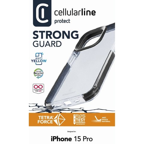 Cellularline Tetra Force Strong Guard - Etui iPhone 15 Pro z powłoką MICROBAN (przezroczysty) Cellularline Tetra Force Strong Guard - Etui iPhone 15 Pro z powłoką MICROBAN (przezroczysty)