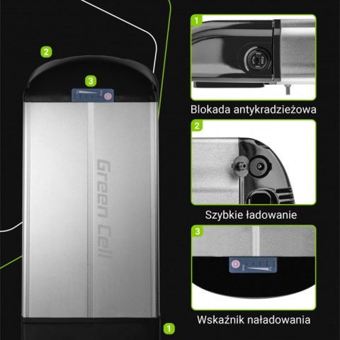 Green Cell - Bateria do roweru elektrycznego E-Bike z ładowarką 36V 15Ah 540Wh Li-Ion 5.5x2.1mm Green Cell - Bateria do roweru elektrycznego E-Bike z ładowarką 36V 15Ah 540Wh Li-Ion 5.5x2.1mm