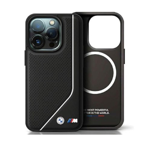 BMW Perforated Twisted Line MagSafe - Etui iPhone 15 (czarny) BMW Perforated Twisted Line MagSafe - Etui iPhone 15 (czarny)
