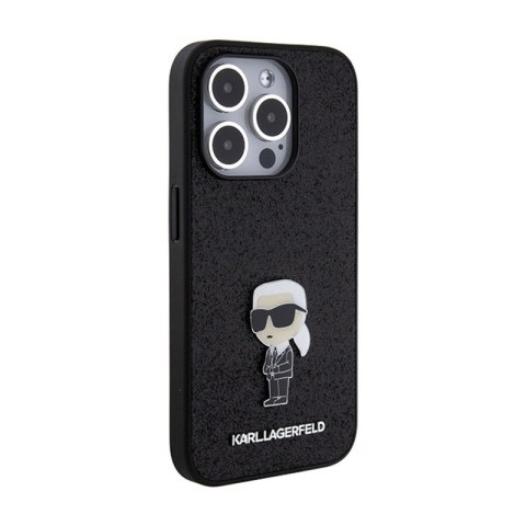 Karl Lagerfeld Fixed Glitter Ikonik Logo Metal Pin - Etui iPhone 15 Pro Max (czarny) Karl Lagerfeld Fixed Glitter Ikonik Logo Metal Pin - Etui iPhone 15 Pro Max (czarny)