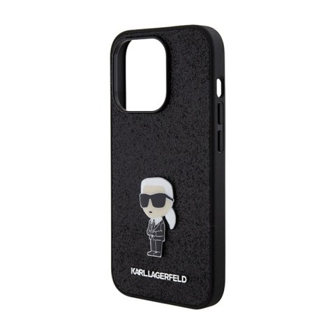 Karl Lagerfeld Fixed Glitter Ikonik Logo Metal Pin - Etui iPhone 15 Pro Max (czarny) Karl Lagerfeld Fixed Glitter Ikonik Logo Metal Pin - Etui iPhone 15 Pro Max (czarny)