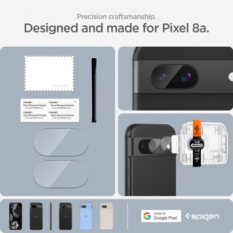 Spigen Optik.TR EZ Fit Camera Lens Protector 2-Pack - Szkło ochronne na obiektyw do Google Pixel 8A (2 szt) (Czarny) Spigen Optik.TR EZ Fit Camera Lens Protector 2-Pack - Szkło ochronne na obiektyw do Google Pixel 8A (2 szt) (Czarny)