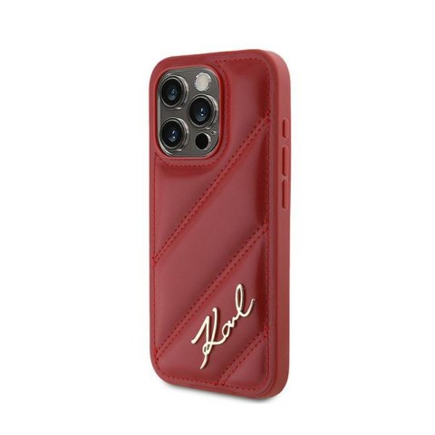 Karl Lagerfeld Diagonal Quilted Script - Etui iPhone 15 Pro (czerwony) Karl Lagerfeld Diagonal Quilted Script - Etui iPhone 15 Pro (czerwony)