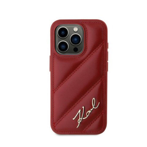 Karl Lagerfeld Diagonal Quilted Script - Etui iPhone 15 Pro (czerwony) Karl Lagerfeld Diagonal Quilted Script - Etui iPhone 15 Pro (czerwony)