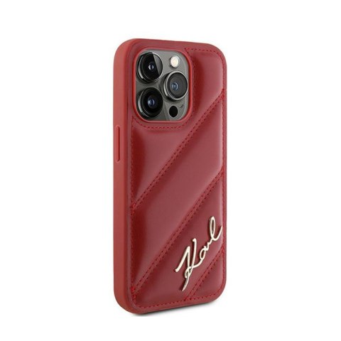 Karl Lagerfeld Diagonal Quilted Script - Etui iPhone 15 Pro (czerwony) Karl Lagerfeld Diagonal Quilted Script - Etui iPhone 15 Pro (czerwony)
