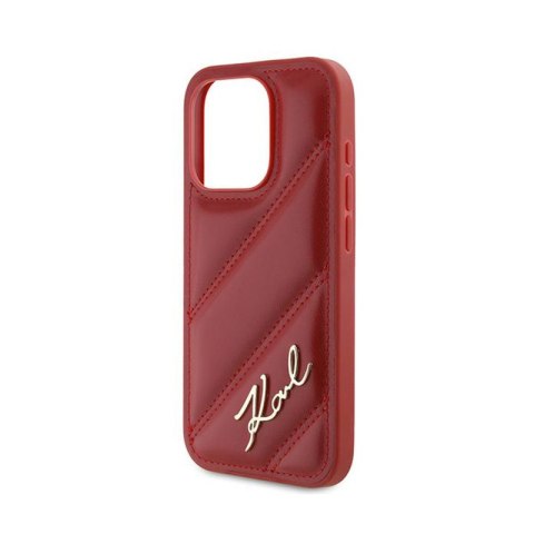 Karl Lagerfeld Diagonal Quilted Script - Etui iPhone 15 Pro (czerwony) Karl Lagerfeld Diagonal Quilted Script - Etui iPhone 15 Pro (czerwony)
