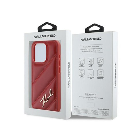 Karl Lagerfeld Diagonal Quilted Script - Etui iPhone 15 Pro (czerwony) Karl Lagerfeld Diagonal Quilted Script - Etui iPhone 15 Pro (czerwony)