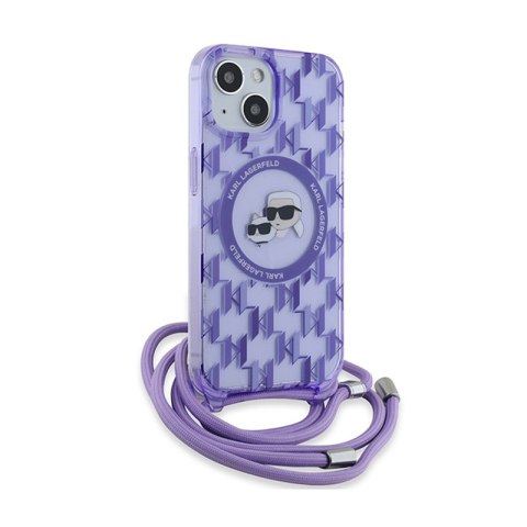 Karl Lagerfeld IML Crossbody Monogram Karl & Choupette Head MagSafe - Etui iPhone 15 / 14 / 13 (fioletowy) Karl Lagerfeld IML Crossbody Monogram Karl & Choupette Head MagSafe - Etui iPhone 15 / 14 / 13 (fioletowy)