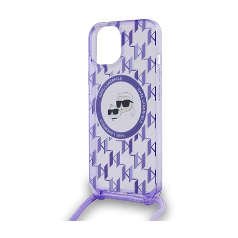 Karl Lagerfeld IML Crossbody Monogram Karl & Choupette Head MagSafe - Etui iPhone 15 / 14 / 13 (fioletowy) Karl Lagerfeld IML Crossbody Monogram Karl & Choupette Head MagSafe - Etui iPhone 15 / 14 / 13 (fioletowy)