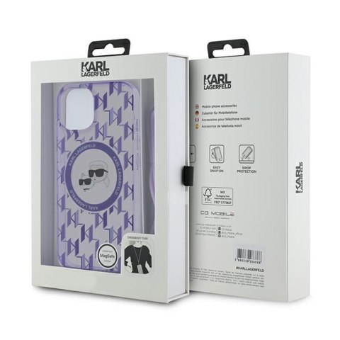 Karl Lagerfeld IML Crossbody Monogram Karl & Choupette Head MagSafe - Etui iPhone 15 / 14 / 13 (fioletowy) Karl Lagerfeld IML Crossbody Monogram Karl & Choupette Head MagSafe - Etui iPhone 15 / 14 / 13 (fioletowy)